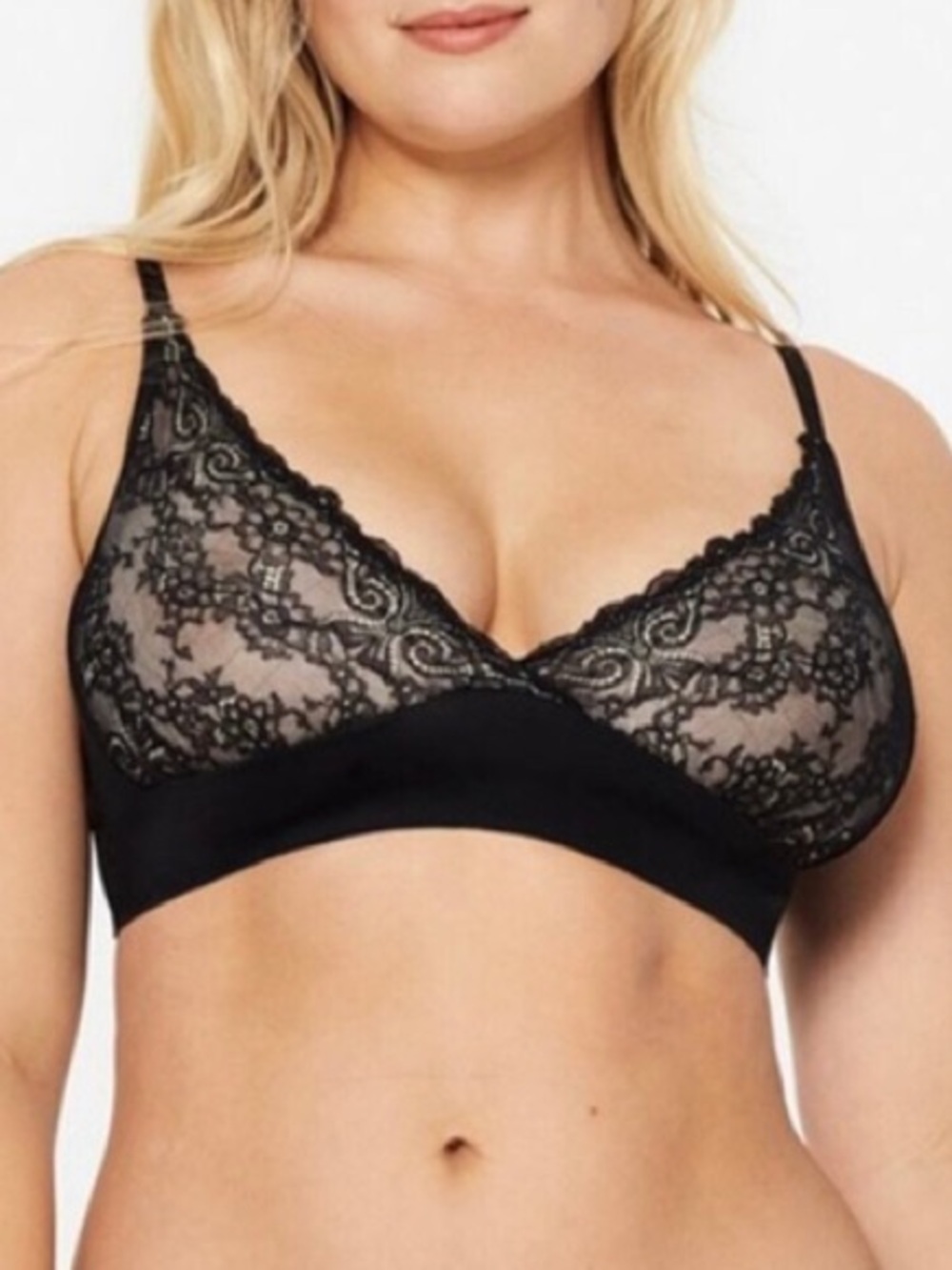 Ruby Ribbon Black Lace Wireless Bralette